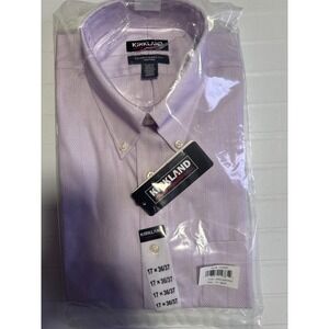 Kirkland Signature Mens Traditional Fit Dress Shirt Purple Zigzag 17 36/37